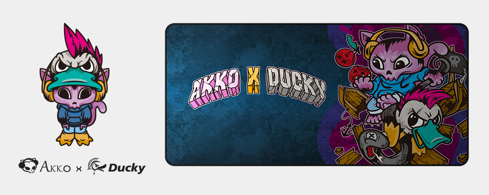Akko与Ducky发布猫鸭大战原创漫画桌布鼠标垫