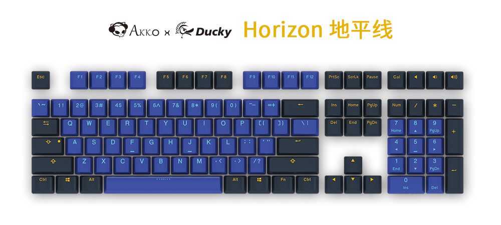 Akko Ducky发布horizon地平线配色PBT二色键帽