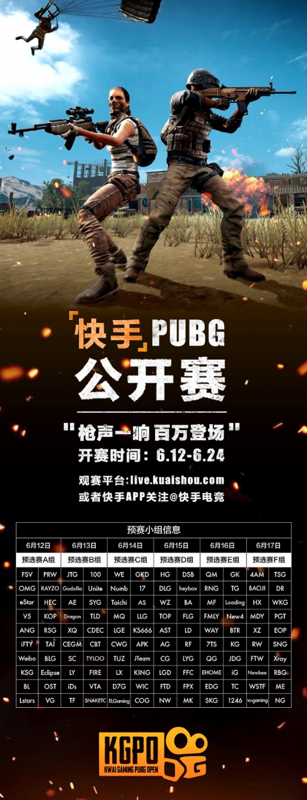 顶级战队即将“交火”上海 快手PUBG公开赛进入倒计时